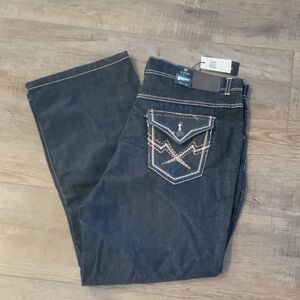 Pjmark Dark Blue Boot Cut Jeans with Embellished Pocket . 42x32. Nwt Mens